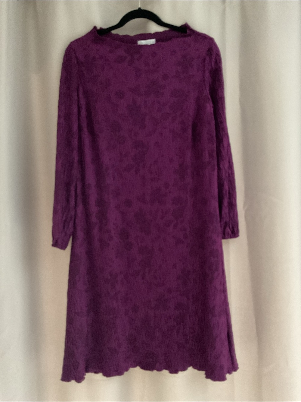 London Times Plum Textured Floral Print Dress NWT